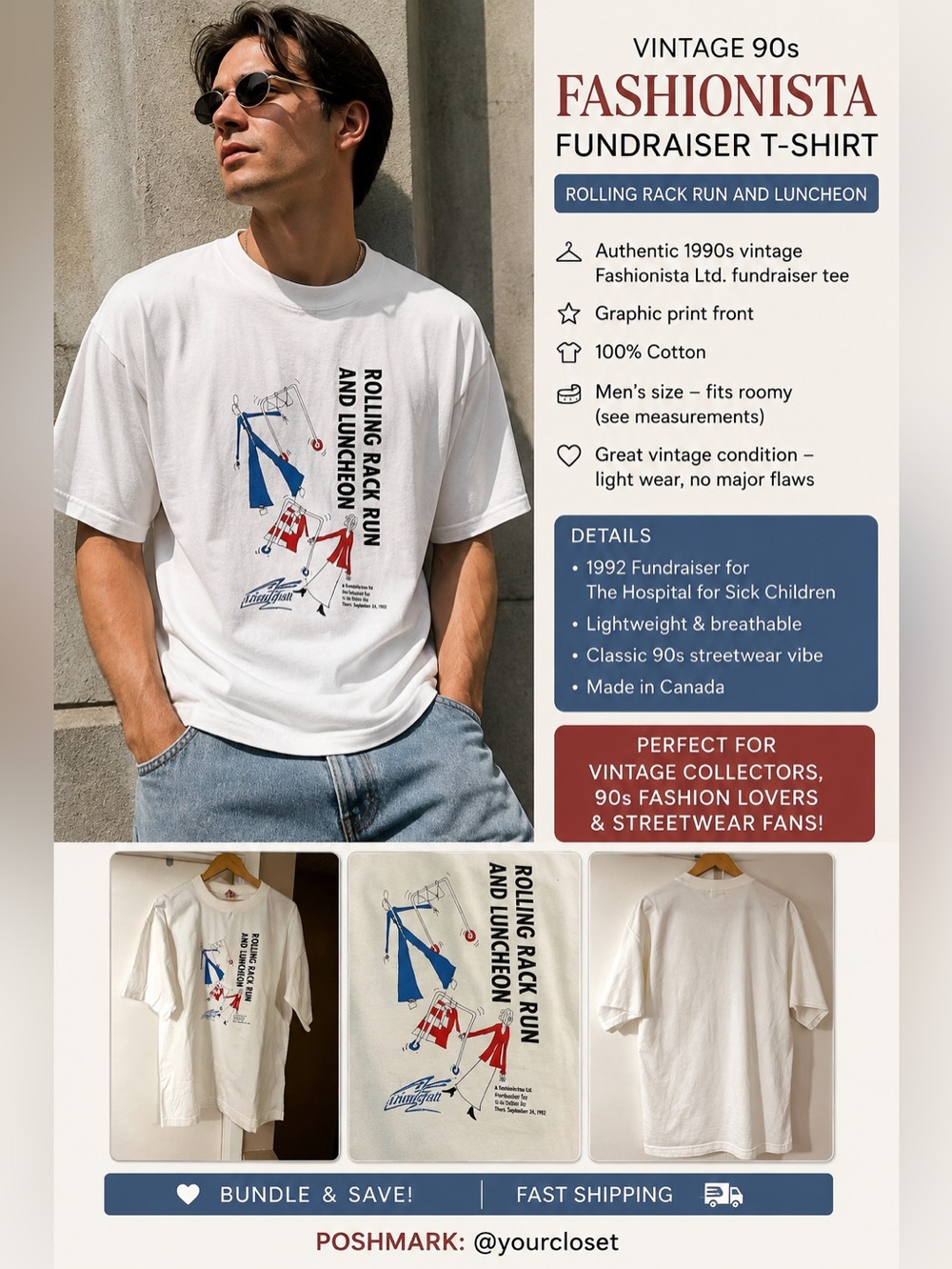 Vintage 90s Graphic Men’s fashionista fundraiser  T-Shirt